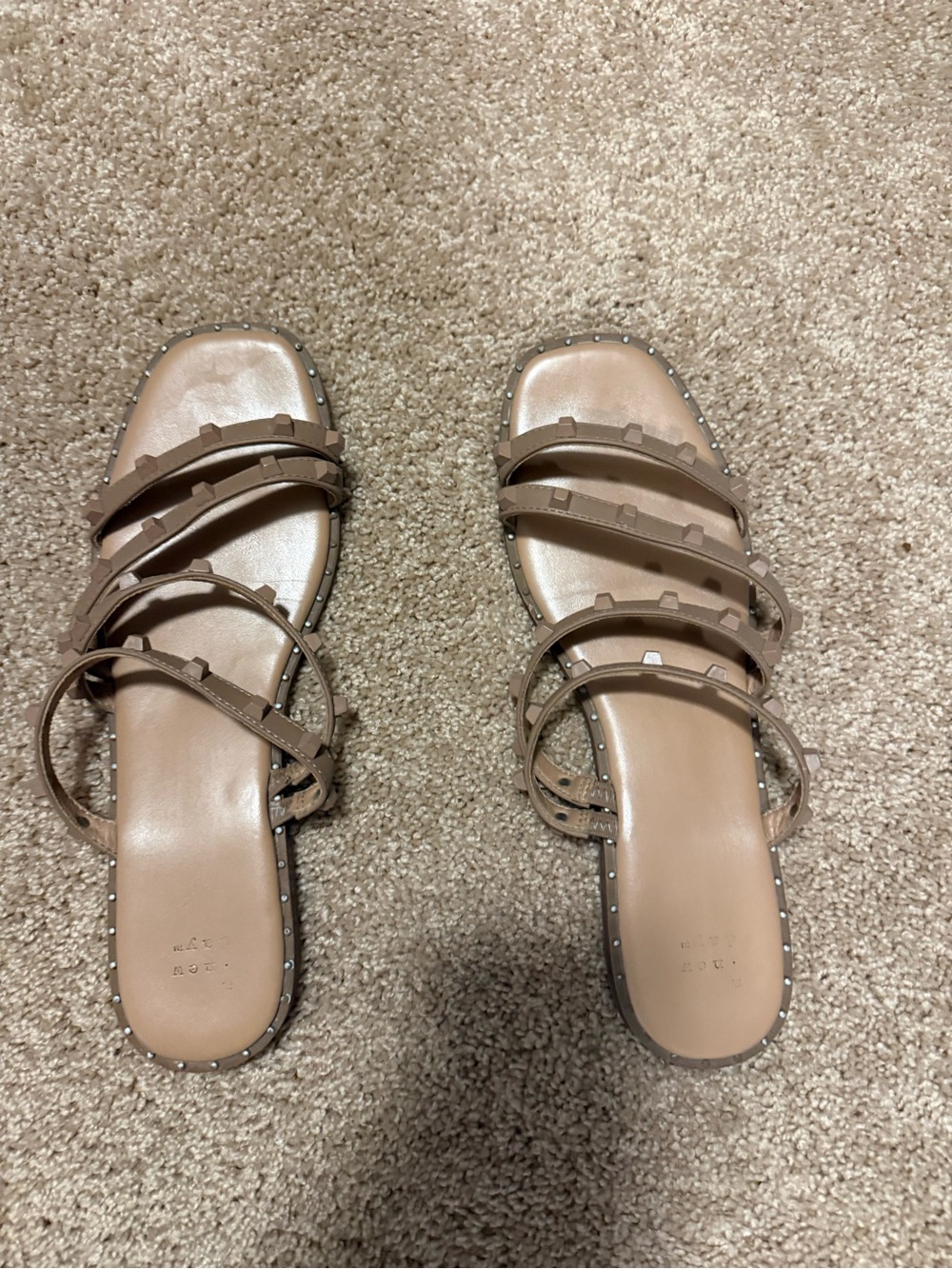 a new day Taupe Studded Multi-Strap Slide Sandals